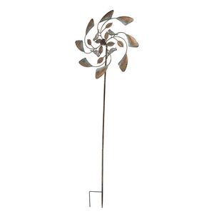 Two Tone Copper and Silver Kinetic Wind Spinner Garden Stake Bird or Dragonfly